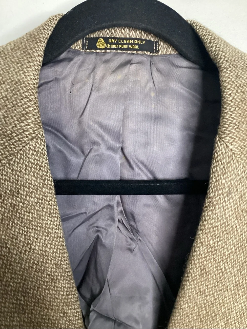 Vintage Taupe Herringbone Sport Coat with Notch Lapel 40R